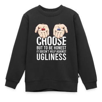 rote Pille blaue Pille Spruch Geschenk - Kinder Premium Organic Sweatshirt - Schwarz - Vorne - AI Model Kid Female (0cm)