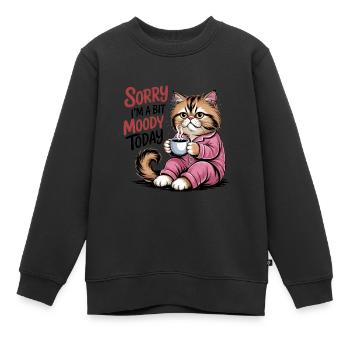 Lustige Katze tut mir leid, ich bin heute ein bisschen launisch - Kinder Premium Organic Sweatshirt - Schwarz - Vorne - AI Model Kid Female (0cm)