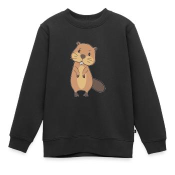 BIEBER - Kinder Premium Organic Sweatshirt - Schwarz - Vorne - AI Model Kid Female (0cm)