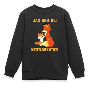 Je vais être grande sœur fox motif fille renardes - Sweat Premium enfant bio - noir - Devant - AI Model Kid Female (0cm)