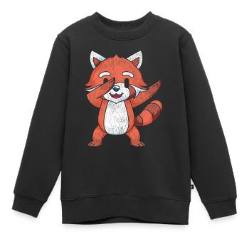 Dabbing Roter Panda - Kinder Premium Organic Sweatshirt - Schwarz - Vorne - AI Model Kid Female (0cm)
