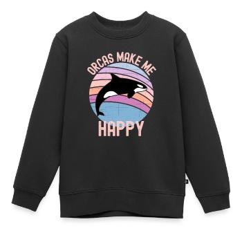 Orques Make Me Happy - Sweat Premium enfant bio - noir - Devant - AI Model Kid Female (0cm)