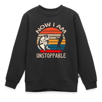 Jetzt bin ich unaufhaltsam Angeln - Kinder Premium Organic Sweatshirt - Schwarz - Vorne - AI Model Kid Female (0cm)