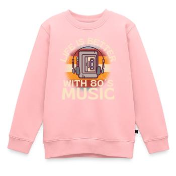 La vie est meilleure avec la musique des années 80 - Sweat Premium enfant bio - rose - Devant - AI Model Kid Female (0cm)