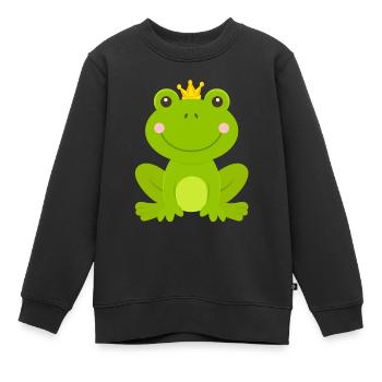 Roi grenouille Dames Hommes Enfants - Sweat Premium enfant bio - noir - Devant - AI Model Kid Female (0cm)