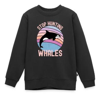 Arrêtez de chasser les baleines - Sweat Premium enfant bio - noir - Devant - AI Model Kid Female (0cm)