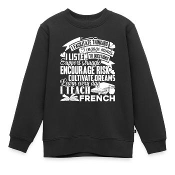 J’enseigne Français - Sweat Premium enfant bio - noir - Devant - AI Model Kid Female (0cm)