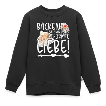 Backen ist aus Teig geformte Liebe, Bäcker - Kinder Premium Organic Sweatshirt - Schwarz - Vorne - AI Model Kid Female (0cm)