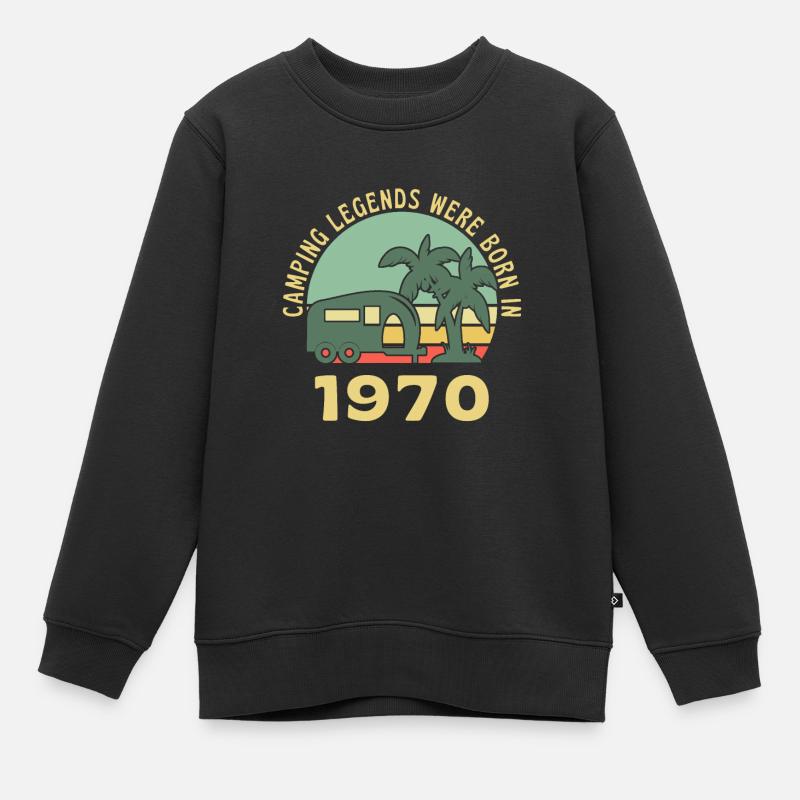 Camping Legends Né En 1970 Caravan - Sweat Premium enfant bio - noir