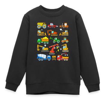 Chantier Excavateurs Véhicules de construction - Sweat Premium enfant bio - noir - Devant - AI Model Kid Female (0cm)
