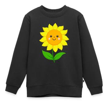 Fröhliche gelbe Sonnenblume - Kinder Premium Organic Sweatshirt - Schwarz - Vorne - AI Model Kid Female (0cm)