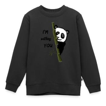 Panda - Kids Premium Organic Sweatshirt - black - Front - AI Model Kid Female (0cm)