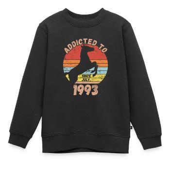 Anniversaire Équitation Juillet 1993 - Sweat Premium enfant bio - noir - Devant - AI Model Kid Female (0cm)