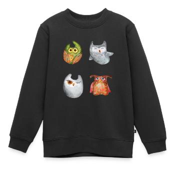 Eule Uhu Tier Waldtier Steinkauz Schleiereulen Fun - Kinder Premium Organic Sweatshirt - Schwarz - Vorne - AI Model Kid Female (0cm)