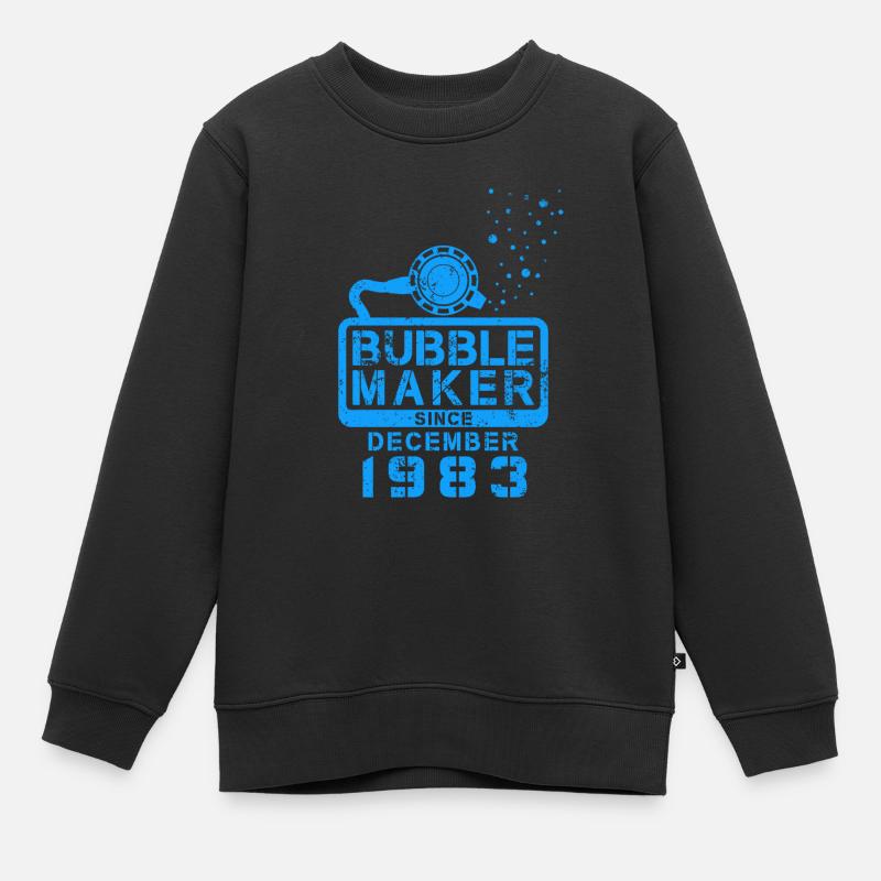 Taucher Geburtstag Bubblemaker seit Dezember 1983 - Kinder Premium Organic Sweatshirt - Schwarz