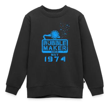 Plongeur anniversaire Bubblemaker depuis mai 1974 - Sweat Premium enfant bio - noir - Devant - AI Model Kid Female (0cm)