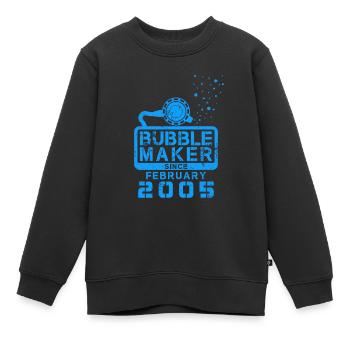 Plongeur Birthday Bubblemaker depuis février 2005 - Sweat Premium enfant bio - noir - Devant - AI Model Kid Female (0cm)