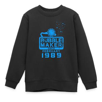 Plongeur Birthday Bubblemaker depuis février 1989 - Sweat Premium enfant bio - noir - Devant - AI Model Kid Female (0cm)