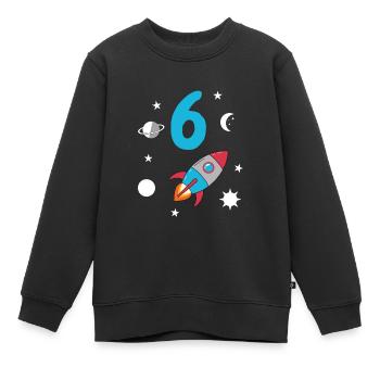 Fusée et espace 6e anniversaire - Sweat Premium enfant bio - noir - Devant - AI Model Kid Female (0cm)