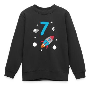 Fusée et espace pour le 7e anniversaire - Sweat Premium enfant bio - noir - Devant - AI Model Kid Female (0cm)