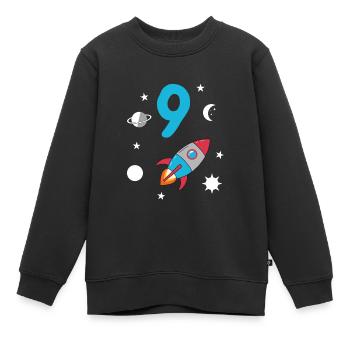 Fusée et espace du 9e anniversaire - Sweat Premium enfant bio - noir - Devant - AI Model Kid Female (0cm)