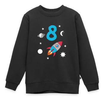 Fusée et espace 8e anniversaire - Sweat Premium enfant bio - noir - Devant - AI Model Kid Female (0cm)