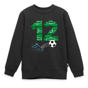12. Geburtstag Fußball - Kinder Premium Organic Sweatshirt - Schwarz - Vorne - AI Model Kid Female (0cm)