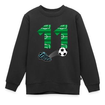 11e anniversaire de football - Sweat Premium enfant bio - noir - Devant - AI Model Kid Female (0cm)