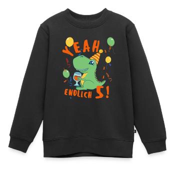 Yeah Dino Endlich 5 - Kinder Premium Organic Sweatshirt - Schwarz - Vorne - AI Model Kid Female (0cm)