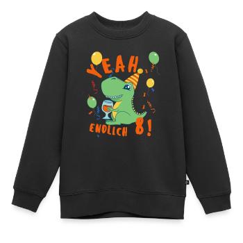 Yeah Dino endlich 8 - Kinder Premium Organic Sweatshirt - Schwarz - Vorne - AI Model Kid Female (0cm)