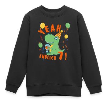 Yeah Dino endlich 7 - Kinder Premium Organic Sweatshirt - Schwarz - Vorne - AI Model Kid Female (0cm)