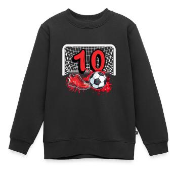 10. Geburtstag Fußball - Kinder Premium Organic Sweatshirt - Schwarz - Vorne - AI Model Kid Female (0cm)