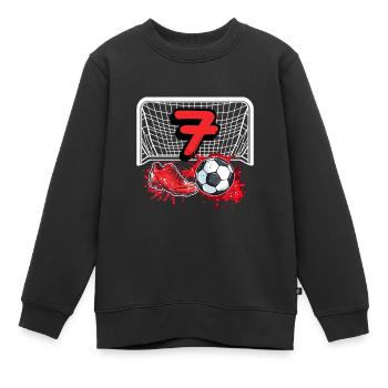 7. Geburtstag Fußball - Kinder Premium Organic Sweatshirt - Schwarz - Vorne - AI Model Kid Female (0cm)