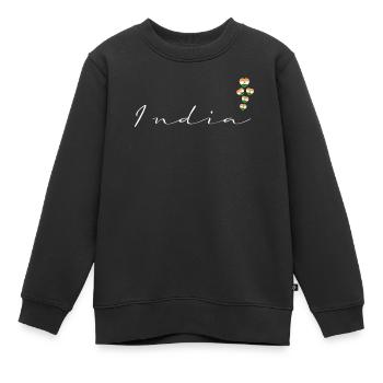 Inde - Sweat Premium enfant bio - noir - Devant - AI Model Kid Female (0cm)