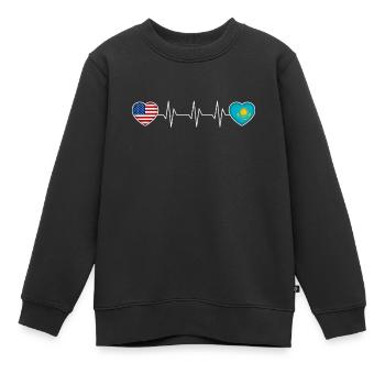 Kazakhstan - Sweat Premium enfant bio - noir - Devant - AI Model Kid Female (0cm)