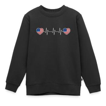 USA - Kinder Premium Organic Sweatshirt - Schwarz - Vorne - AI Model Kid Female (0cm)