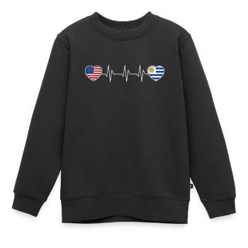 Uruguay - Sweat Premium enfant bio - noir - Devant - AI Model Kid Female (0cm)