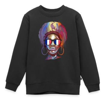 Frankreich - Kinder Premium Organic Sweatshirt - Schwarz - Vorne - AI Model Kid Female (0cm)