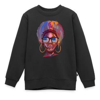 USA - Kinder Premium Organic Sweatshirt - Schwarz - Vorne - AI Model Kid Female (0cm)