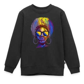Bosnien und Herzegowina - Kinder Premium Organic Sweatshirt - Schwarz - Vorne - AI Model Kid Female (0cm)