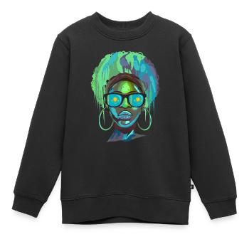Kazakhstan - Sweat Premium enfant bio - noir - Devant - AI Model Kid Female (0cm)