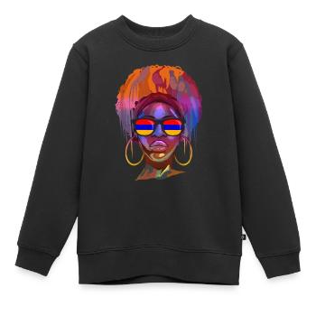 Arménie - Sweat Premium enfant bio - noir - Devant - AI Model Kid Female (0cm)