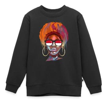Indonésie - Sweat Premium enfant bio - noir - Devant - AI Model Kid Female (0cm)