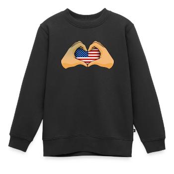 USA - Kinder Premium Organic Sweatshirt - Schwarz - Vorne - AI Model Kid Female (0cm)