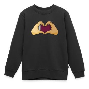 Katar - Kinder Premium Organic Sweatshirt - Schwarz - Vorne - AI Model Kid Female (0cm)