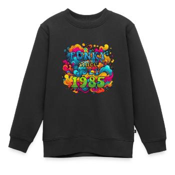 Funky Birthday: Juillet 1985 - Psychadelic - Sweat Premium enfant bio - noir - Devant - AI Model Kid Female (0cm)