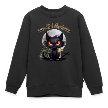 Dreadful Christmas Grummelige Wütende Katze - Kinder Premium Organic Sweatshirt - Schwarz - Vorne - AI Model Kid Female (0cm)