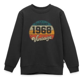 Anniversaire Vintage - Février 1968 - Idée cadeau - Sweat Premium enfant bio - noir - Devant - AI Model Kid Female (0cm)