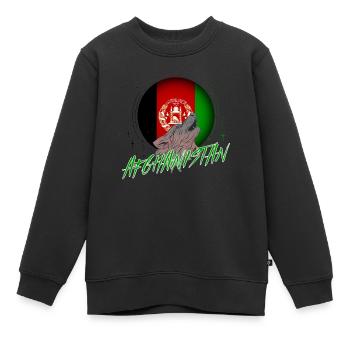 Afghanistan - Sweat Premium enfant bio - noir - Devant - AI Model Kid Female (0cm)