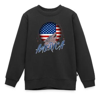 USA - Kinder Premium Organic Sweatshirt - Schwarz - Vorne - AI Model Kid Female (0cm)